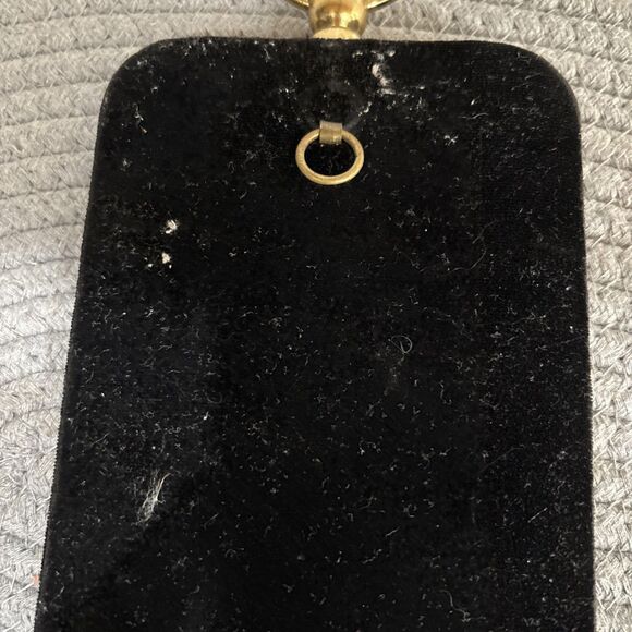 Antique Art Deco Black Velvet And Brass Convex Picture Frame 3 Picture Hang Only - Picture 6 of 10